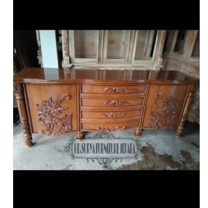 Meja tv lemari pendek bufet bupet meja konsol pajangan untuk Tv ukir kayu jati