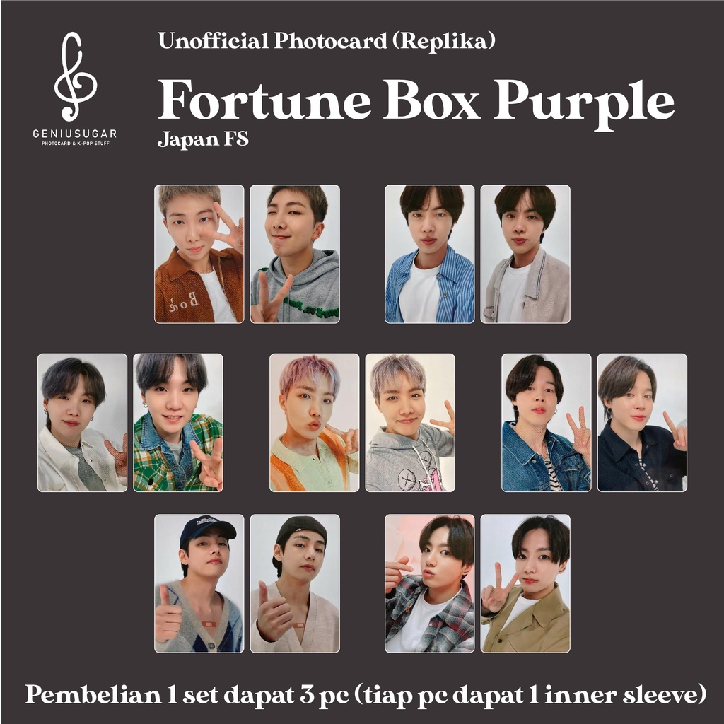 [REPLIKA BTS] PHOTOCARD FORTUNE BOX PURPLE (3 PC)