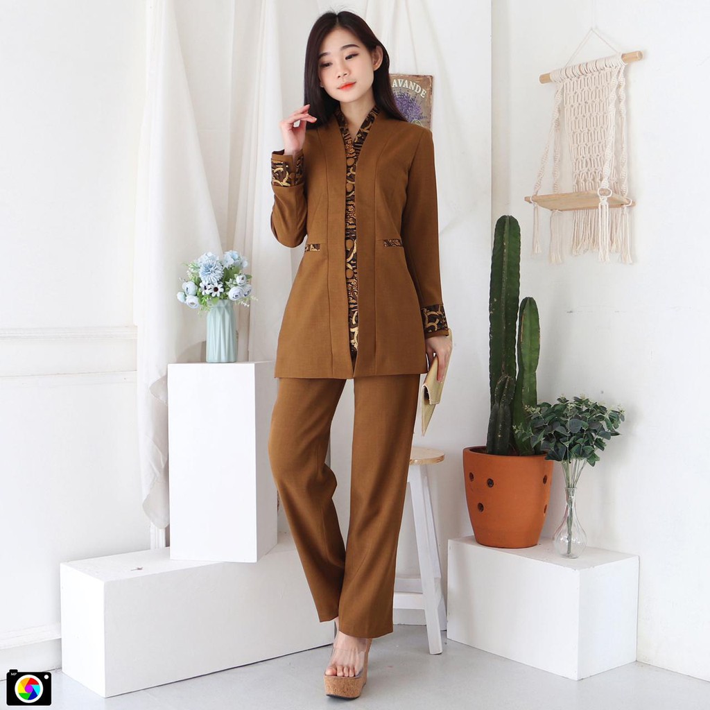 BLAZER WANITA LYNELLE / Seragam PNS / Blazer PNS / Baju PDH PNS Wanita / Baju Dinas Pemda Wanita / Baju Khaki PNS Wanita / Seragam ASN Wanita / Baju Guru Wanita - 5001 Pemda Aceh / Coklat Tia Gelap