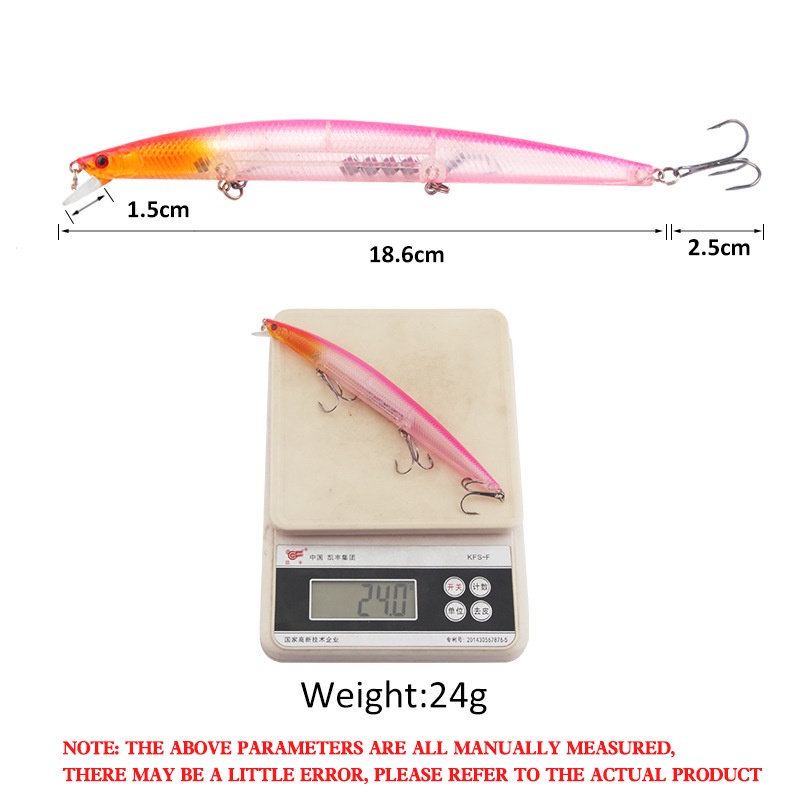 Umpan Pancing Hard Bait Bentuk Ikan Imitasi Ukuran 18.6cm 24g