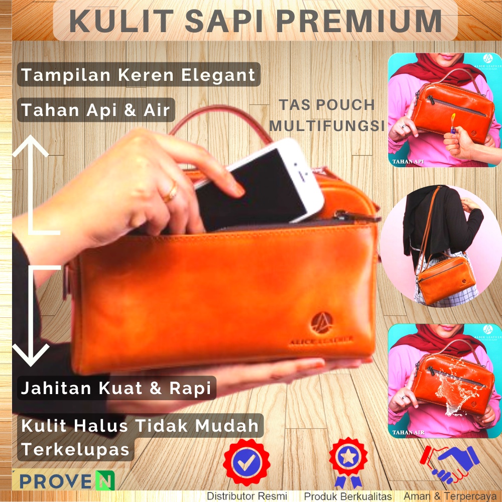 Tas Pouch Kulit Bag Clutch Bag Kulit Sapi Asli Pria Wanita Multifungsi VIOLETTA LEATHER Tas Wanita Shoulder Bag Lokal Bahan Kulit Sapi Asli AP01 GARANSI ORIGINAL