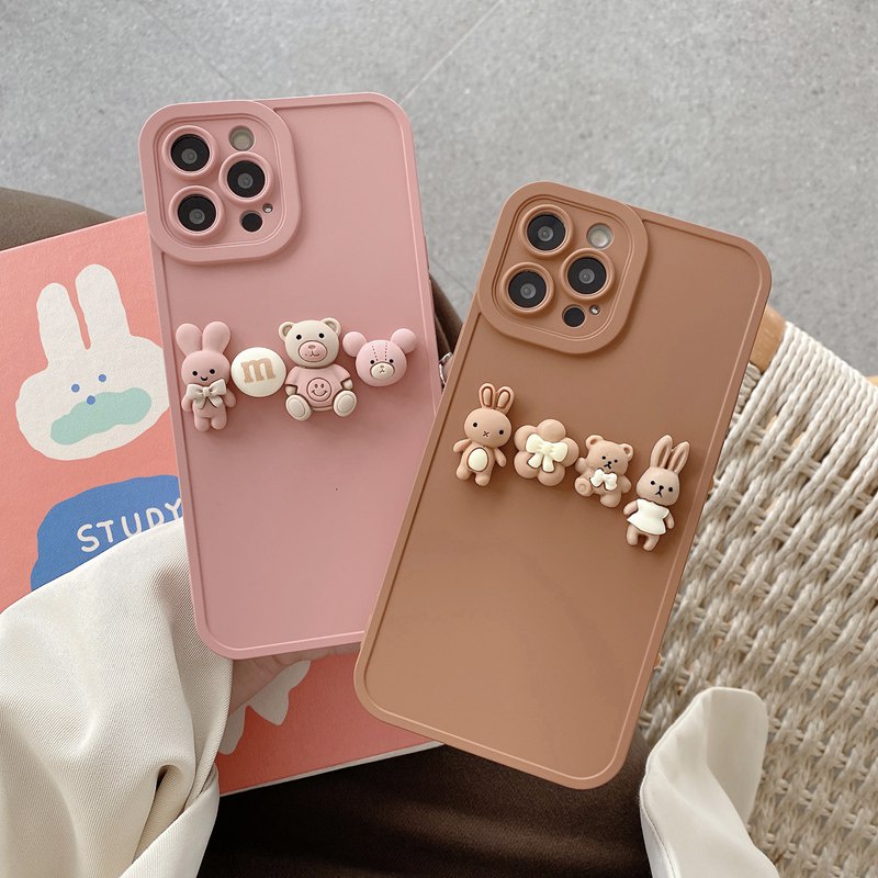 case casing softcase jember Lovely Bear Doll Soft Case OPPO A31 A9 A5 2020 A52 A92 F11 Reno 5 Pink S