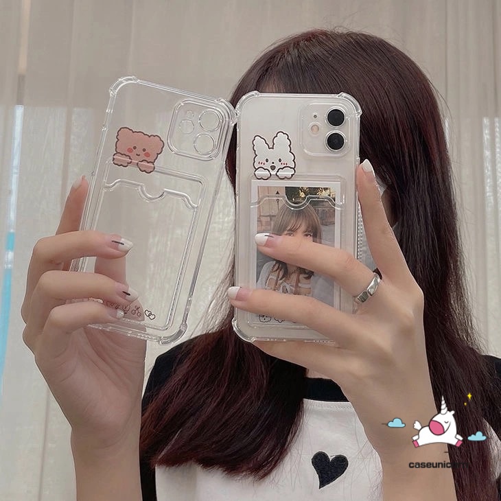 Casing Soft Tpu Case Vivo Y15s Y35 Y02 Y22 Y16 Y22s Y02s Y15A Y12 Y15 Y17 Y20S Y20 Y12S Y20S Y01 Y12A Y11S Y11 Y12i Y21 2021 Y33s Y21S Slot Dompet Motif Kartun Lucu Beruang Kelinci Cover