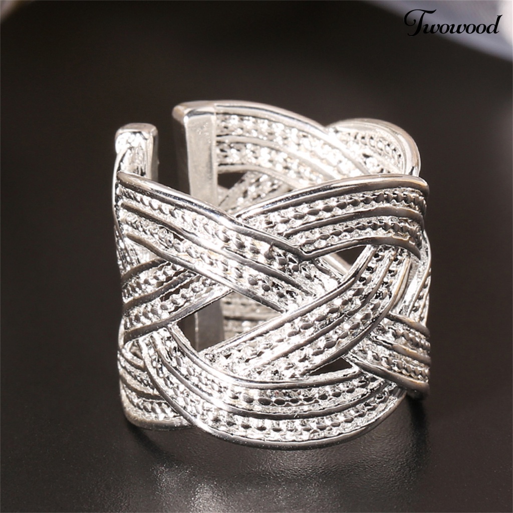 Cincin Model Terbuka Bahan 925 Silver Plated Gaya Etnik Untuk Wanita