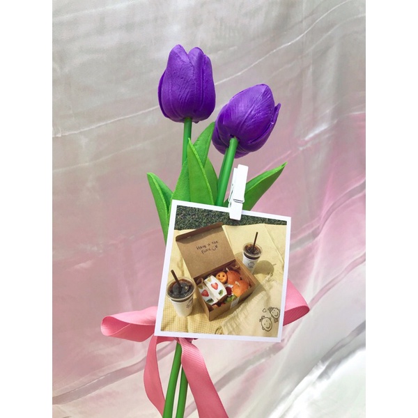 Bunga Tulip Latex Import Real Touch bunga Dekorasi Bunga Artificial Tulip Besar-Ungu
