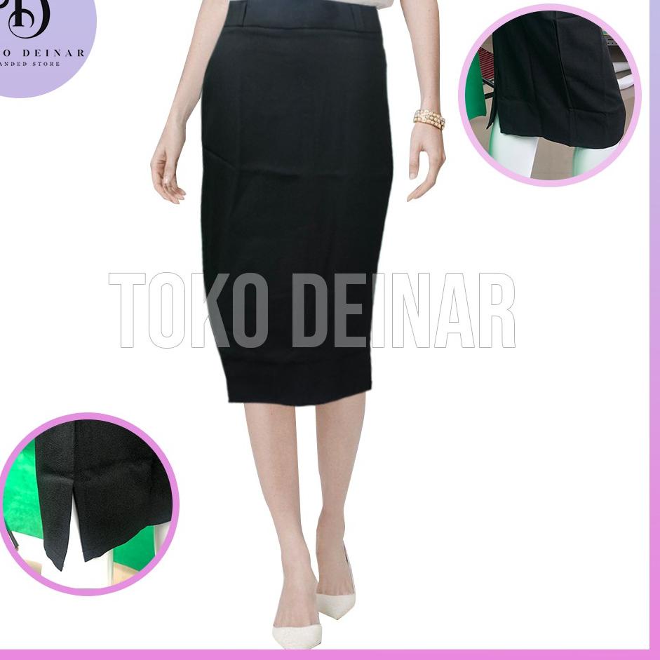 ✲ Rok Span Kerja Pendek Kantor 7/8 / Sepan Di Bawah Lutut Formal Hitam / Abu S M L XL / 7 per 8 / Ba