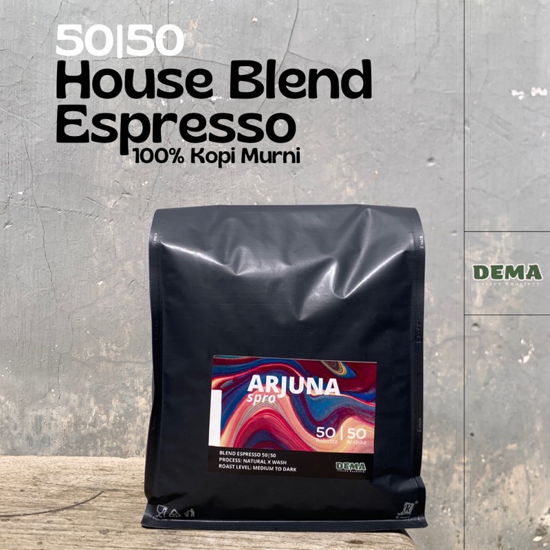 

Kopi Espresso blend arjuna 50/50 robusta/arabica roasted coffee 200gr - 500gr