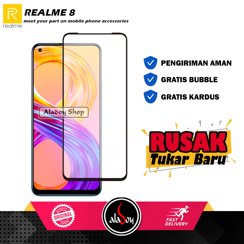 Tempered Glass Realme 8 2021 Anti Gores Kaca Full Layar Screen Protector