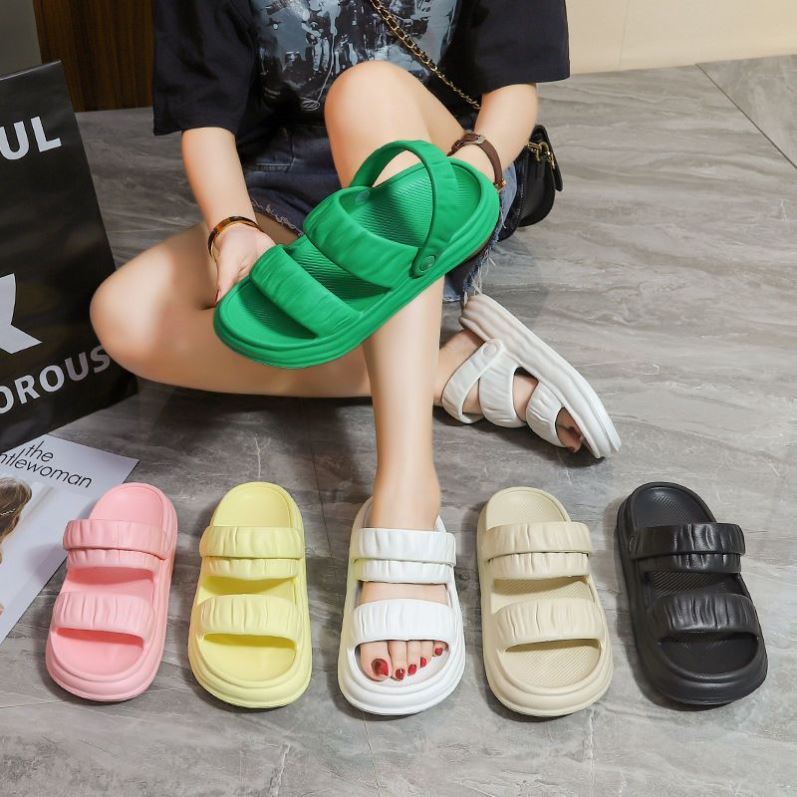 Sepatu Sendal Wanita Slip On JISOO Sandal Gunung Wanita Import Strap Belakang Sandal Tali Cewek Korean Style