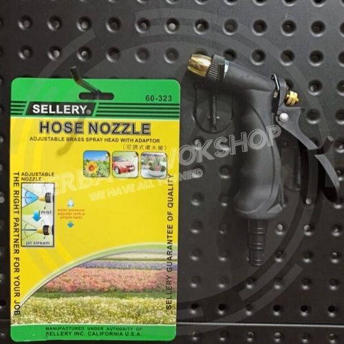 Sellery Semprotan Air Hoze Nozzle 1 Posisi Kuningan 60-323 Hitam Semprot Taman Tanaman Serbaguna