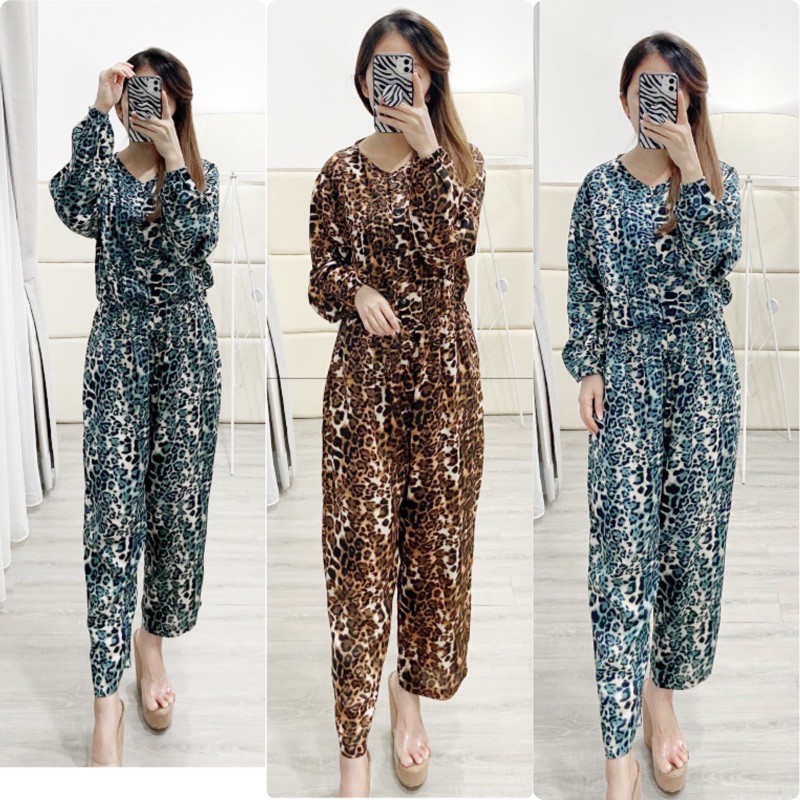 jumpsuit leopard wanita/ jumpsui panjang wanita /K01292