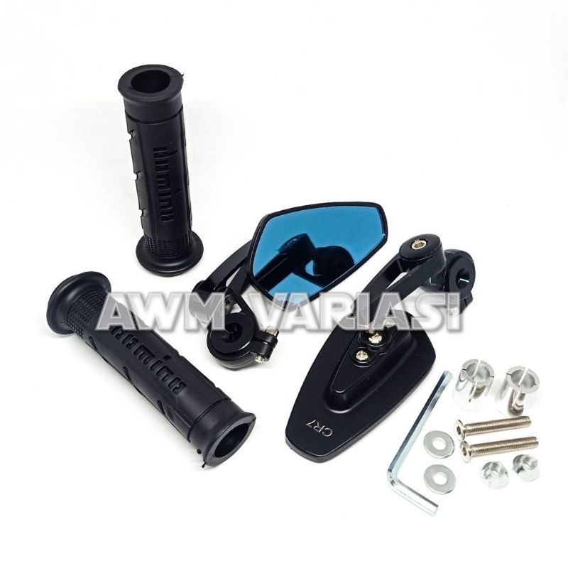 PAKET 2item Spion Jalu Bar End Oval Plus Handfat Motor Nmax PCX Aerox Lexi Beat Vario Mio dll