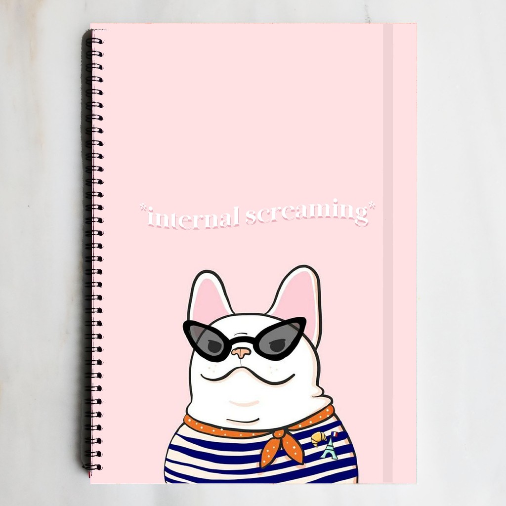 

INTERNAL SCREAMING CAT Aesthetic Ruled Grid Dotted Notebook Diary Journal Bujo School Buku Tulis