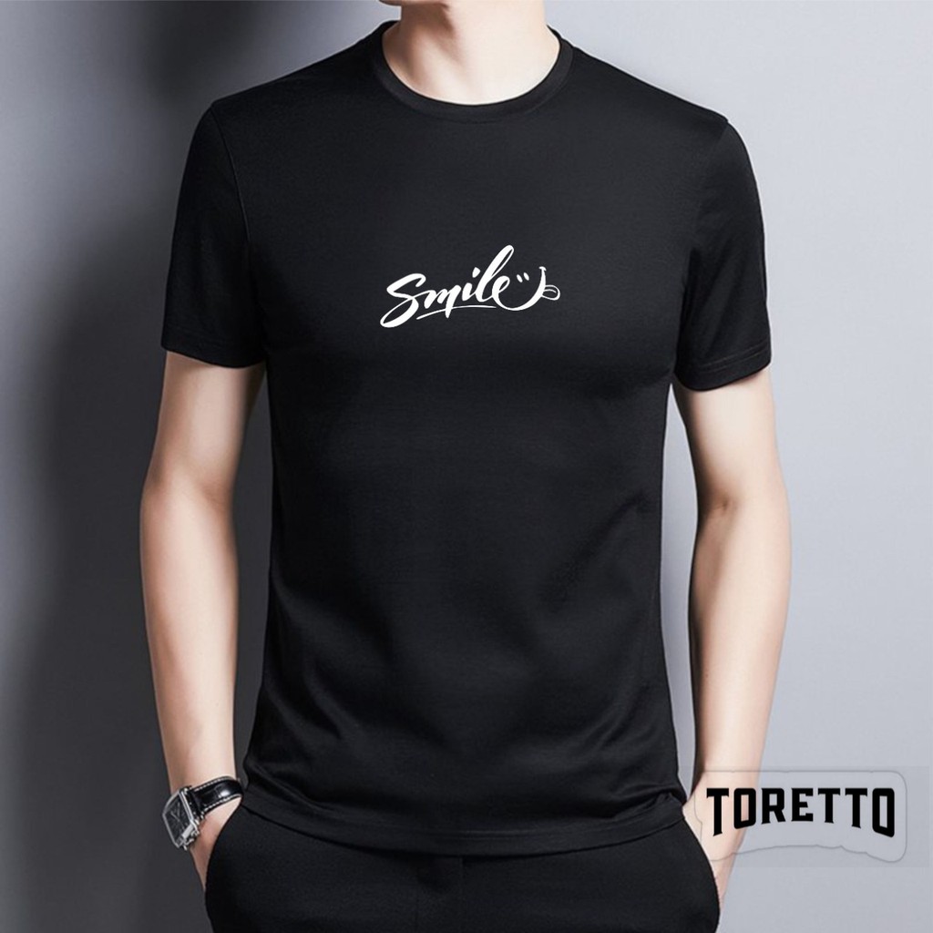 TORETTO-BAJU KAOS DISTRO SMILE || ATASAN UNISEX TERLARIS || COWOK/CEWEK BISA PAKAI