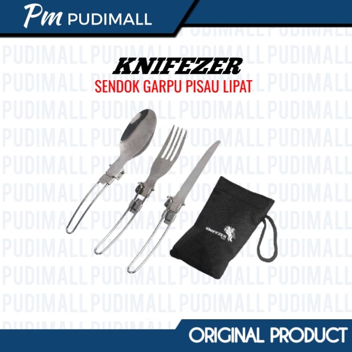 PAKET KNIFEZER Sendok garpu pisau lipat GELAS SET portable stainless steel CAMPING OUTDOOR TRAVEL