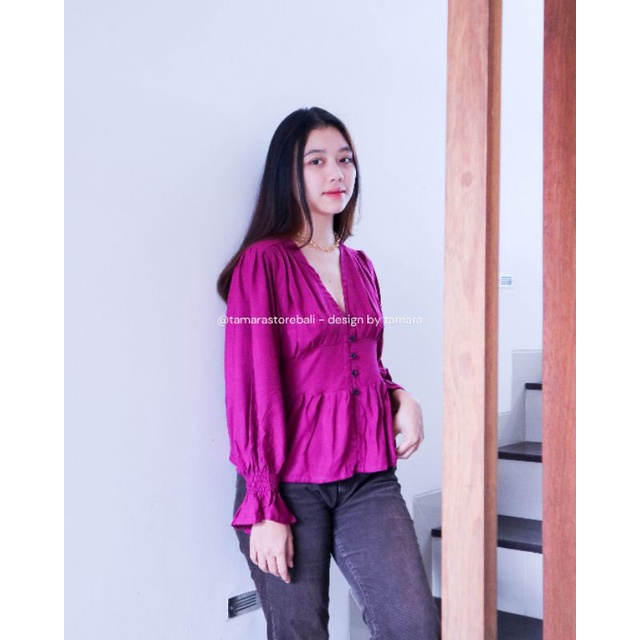 JENNIE BASIC TOP LENGAN PANJANG TOP KANCING SABRINA BLOUSE