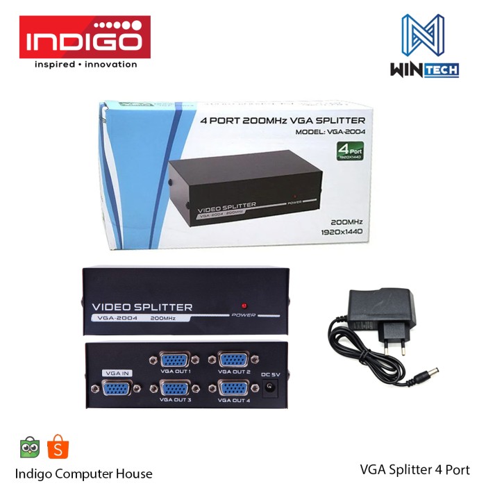 Jual Vga Splitter 4 Port Adaptor Vga Splitter 4 Port Shopee Indonesia