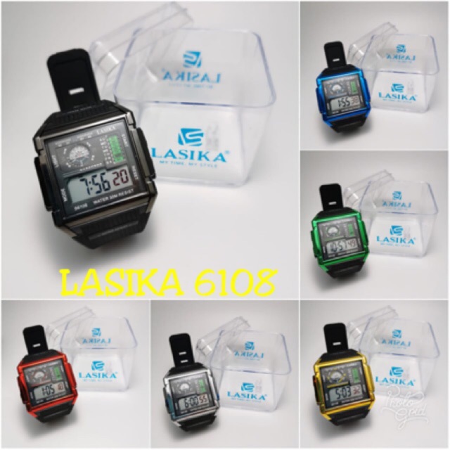 Jam tangan sporty digital pria rubber tahan air lasika