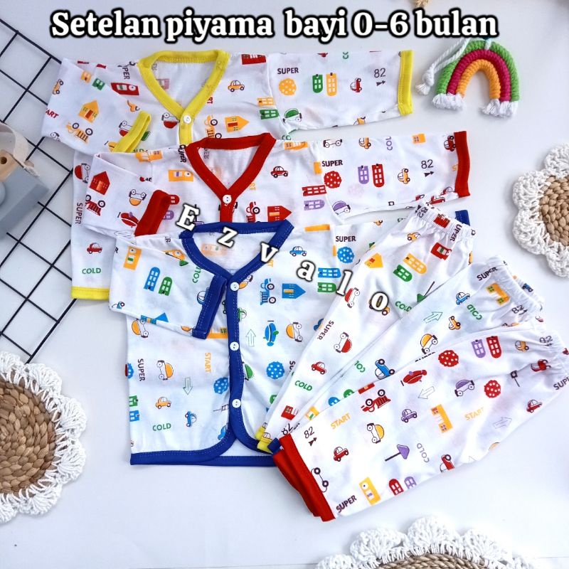 Piayama baju tidur bayi tangan panjang 0-6 bulan