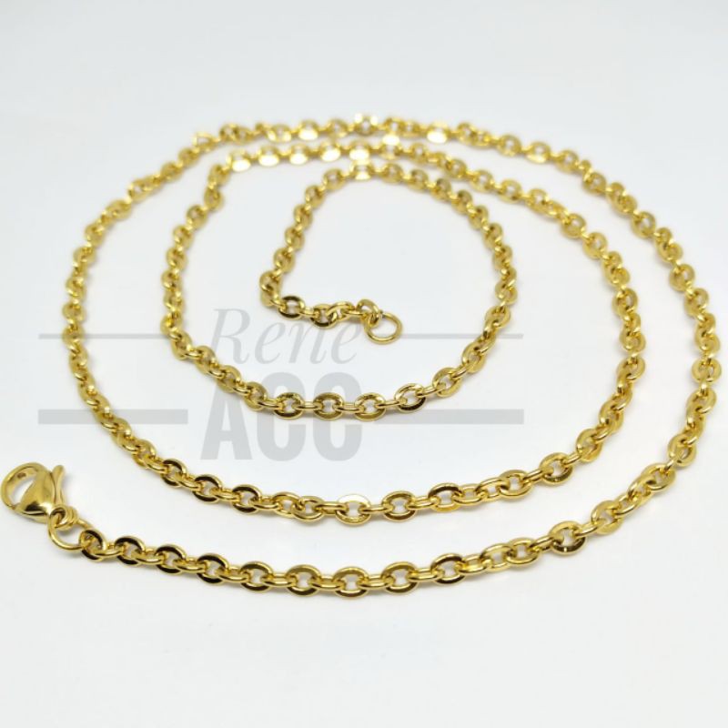 Kalung Titanium Rantai Nuri gold 60 cm