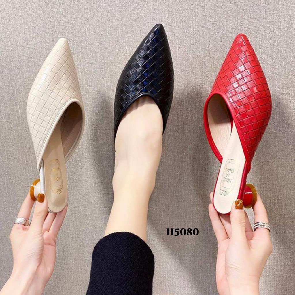 PRF RESTOCK Low Heels Slope Woven Fashion Korea H5080