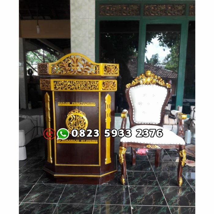 mimbar masjid dan kursi mimbar jati