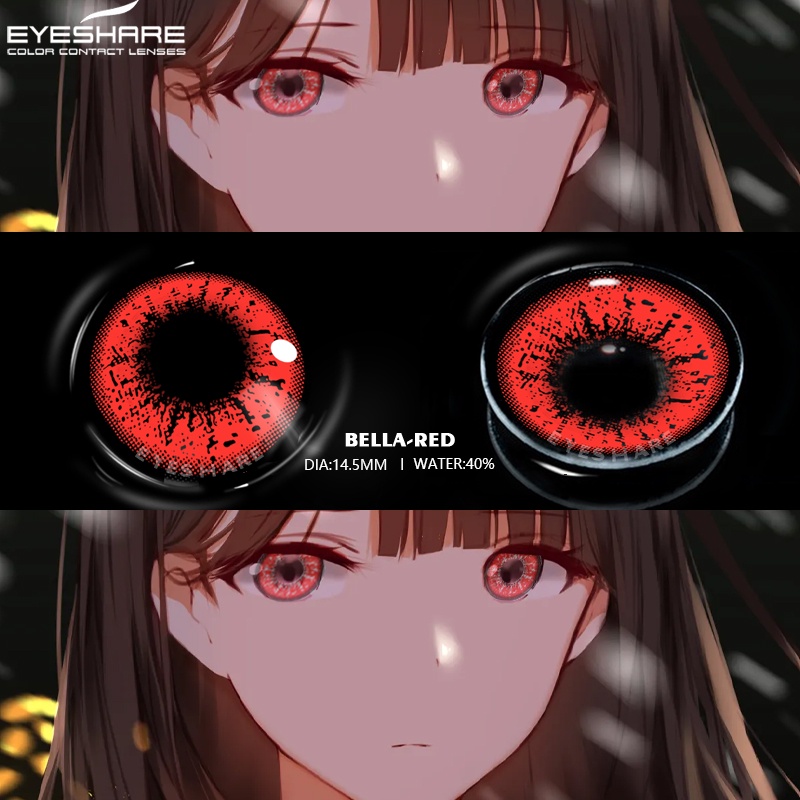 [✅COD] Softlens / Kontak Lensa berwarna anime kosplay game halloween Costumes series softlens mata korea normal minus (0.00) bella red purple/CRAZY color free lenscase