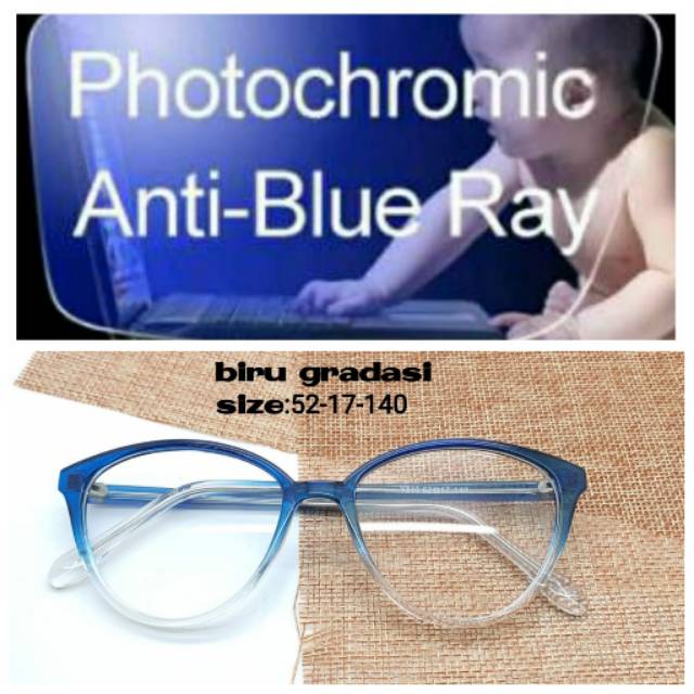 Frame Kacamata Anti UV, Kaca mata Anti Radiasi PHOTOCROMIC, Kacamata Wanita, Kaca mata Minus &amp; Plus