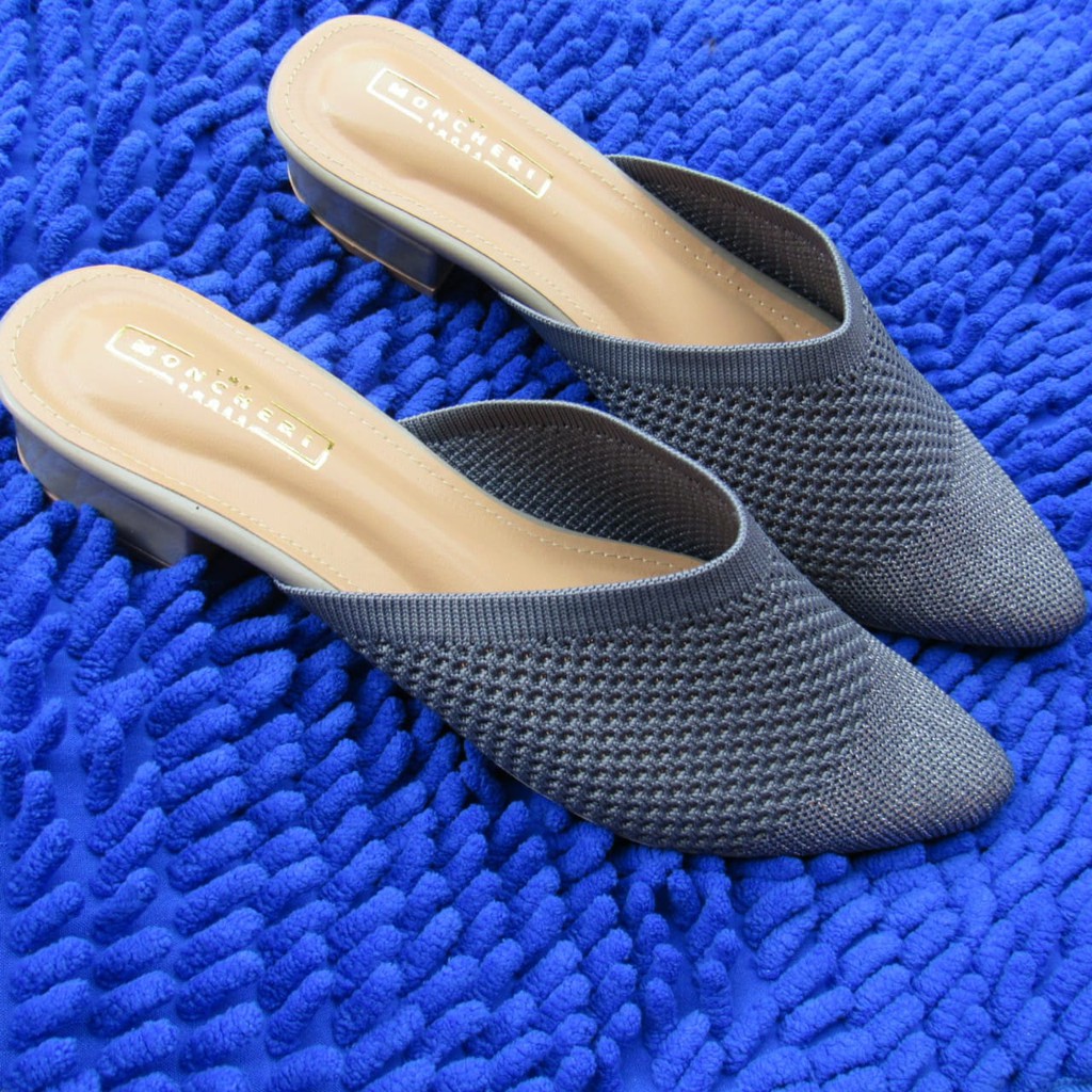 SANDAL MULES HAK WANITA SLOP RAJUT-DA01