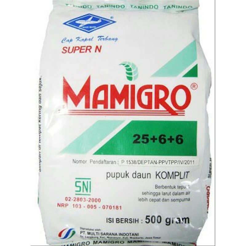 [Tani] Pupuk NPK Daun 25-6-6 500gr Mamigro Hijau