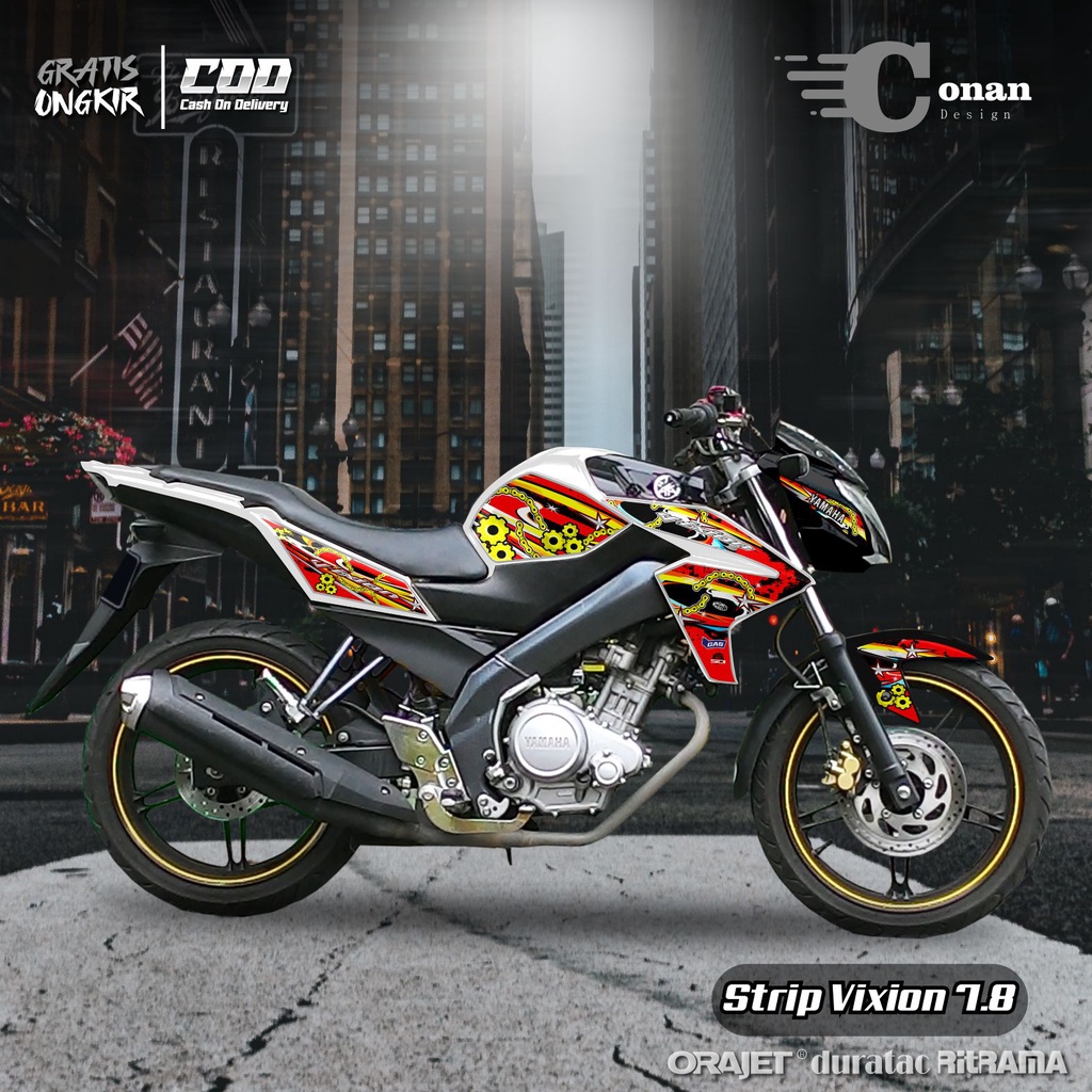 Aksesoris Motor Stiker Variasi Yamaha Vixion New - Sticker Variasi Striping Vixion New Top Gear
