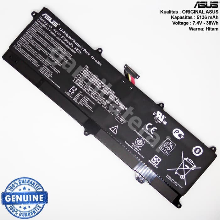 Original Baterai Asus VivoBook X201 X201E S200E C21-X202 F201 F201E