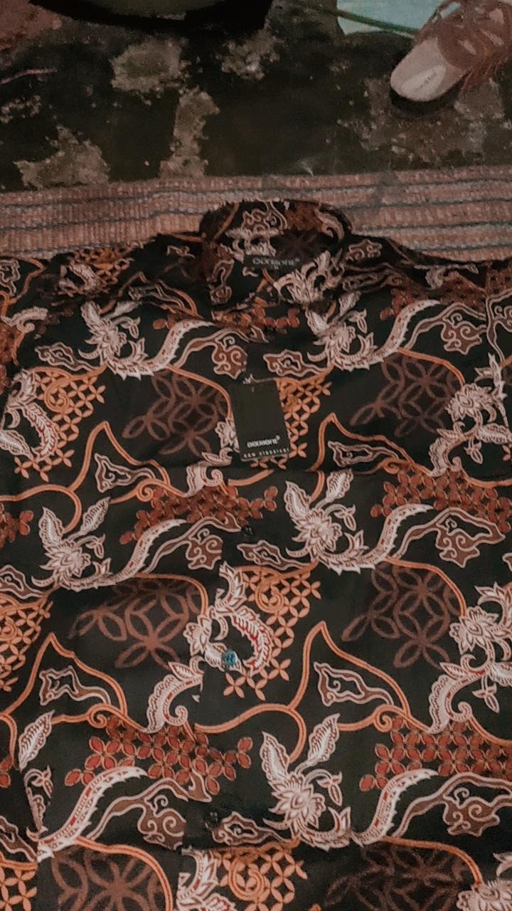 Kemeja Batik Pria Lengan Pendek Bs96 Katun Motif Modern Dixmont Semi Slimfit Premium