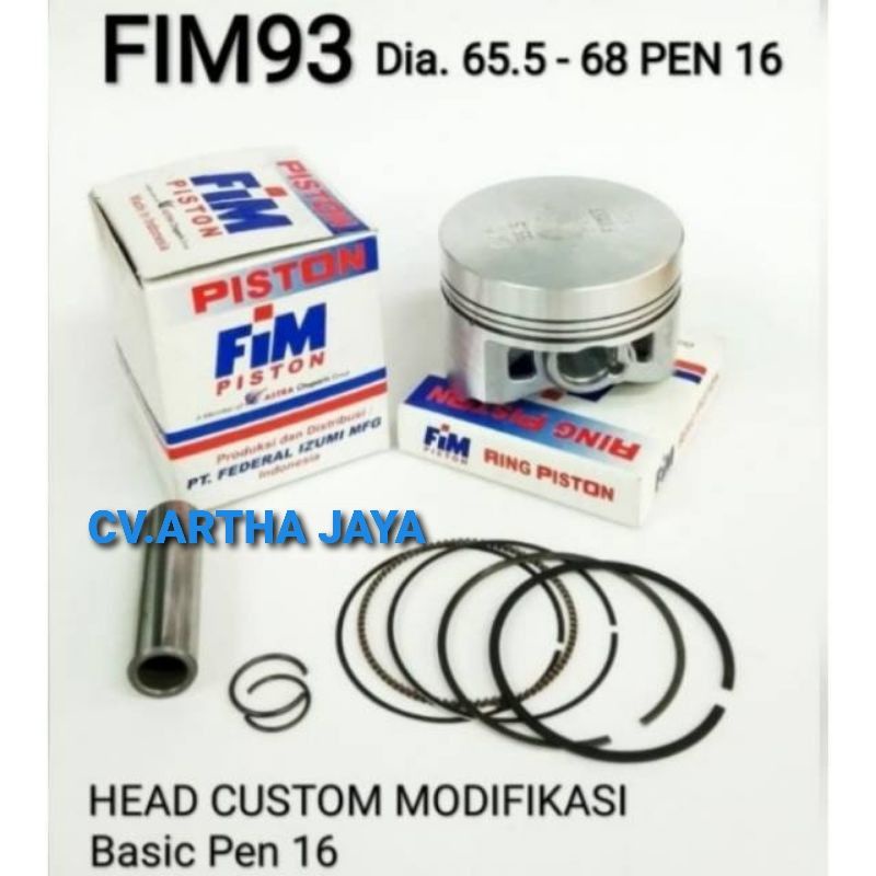 PISTON KIT FIM FIM93 CUSTOM DOME MENTAH ( 65,5 / 66 / 66,5 / 67 / 67,5 / 68 ) ( PEN 16 / PIN 16 )-3