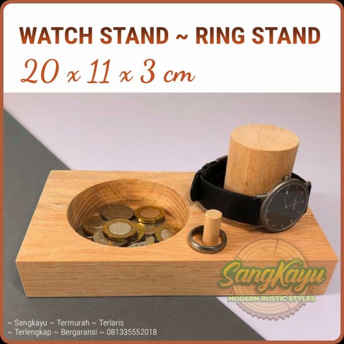 Tempat jam tangan kayu Tempat cincin Tempat aksesoris Tempat koin dll - KAYU MAHONI