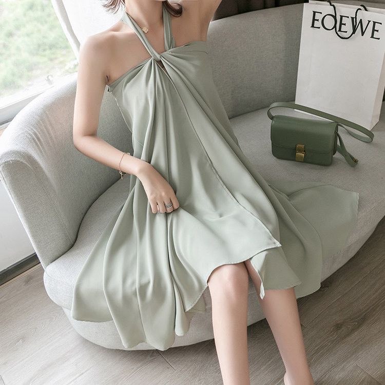 Dress Midi Wanita Tali Korea Bahan Shakila Streat