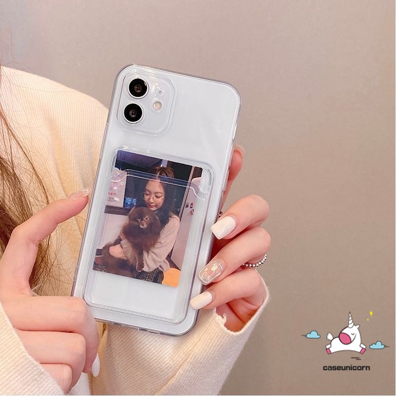 Wallet Slot Card Holder Phone Case for Vivo Y20 Y11 Y15 Y12 Y17 Y12i Y30 Y20i Y20s Y12s Y50 Y30i Transparent Soft TPU Back Cover Real Me C11 5 5s 5i 6i C3 OP PO A54 A12 A94