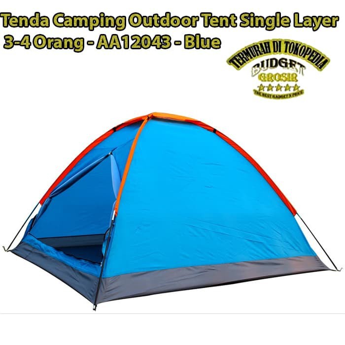 Tenda Camping Outdoor Tent Single Layer 3-4 Orang - AA12043 - Blue