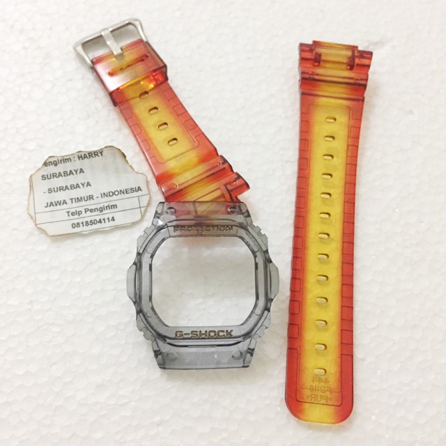 BNB Gshock DW5600 RED YELLOW SMOKE Strap Besel Casio G-shock