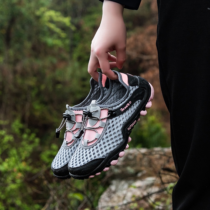 COD Fashion Wanita Cewek Gunung Waterproof Karet Sepatu Hiking Wanita Mendaki Olahraga Outdoor Tahan Air Keren Adventure 037