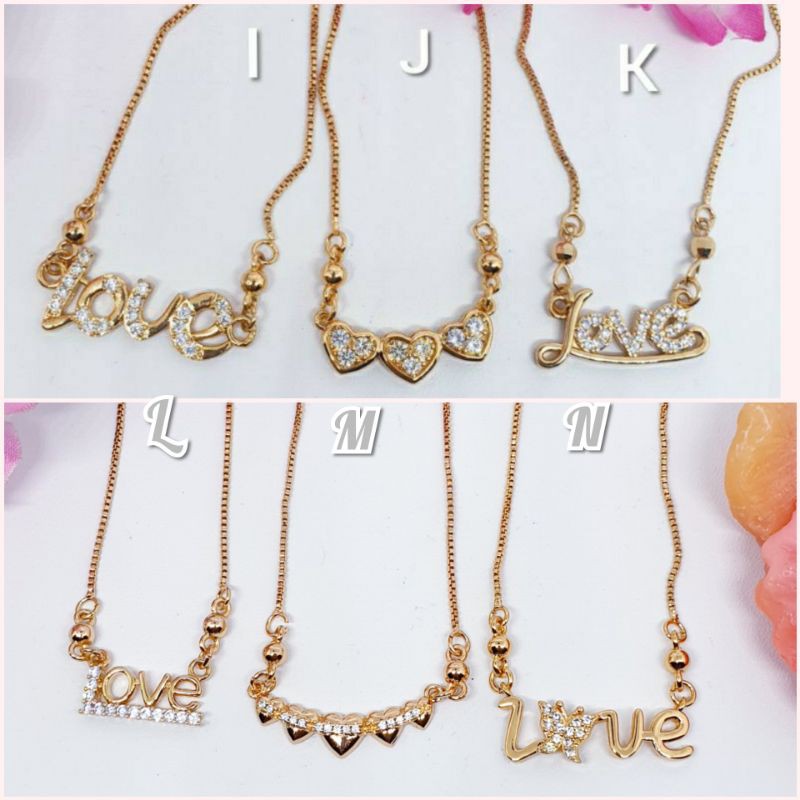 Kalung love koye dewasa lapis emas uk45cm ♡GEISHA♡