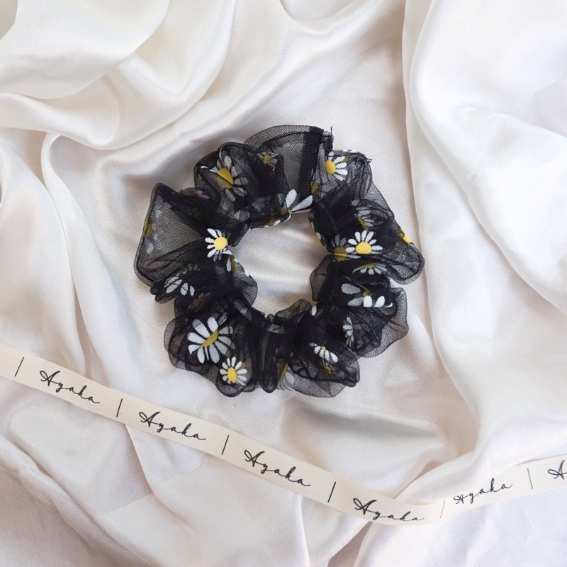 Ayaka Srunchie Daisy | ikat rambut daisy | ikat rambut gaya korea-Black