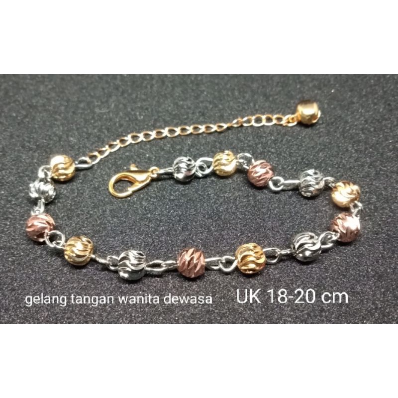 RJJ02. Gelang xuping wanita lapis emas dgn mata zircon ukuran 18-20 cm