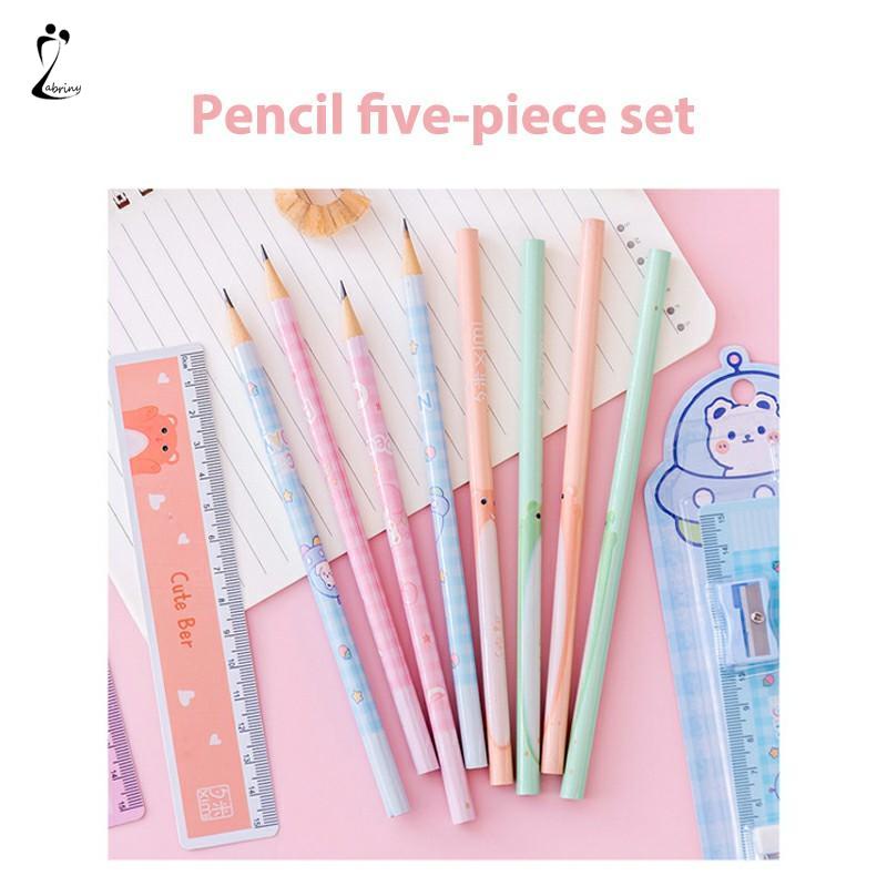 

1 Juni Hadiah Liburan Set Alat Tulis Kartun Siswa Lima potong Rautan Penghapus Pensil Z