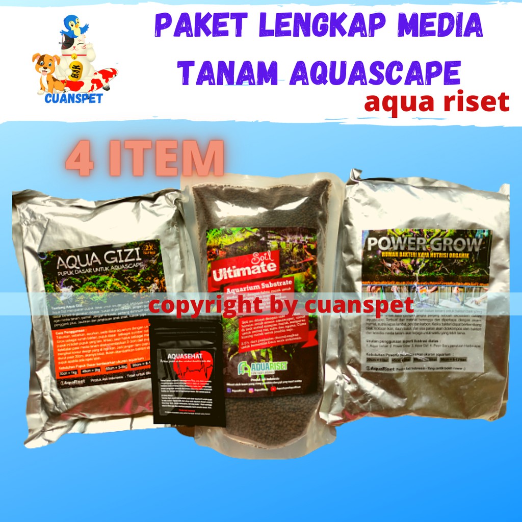 promo termurah paket lengkap pemula media tanaman aquariset aquascape aqua scape aquarium 4 item TAN