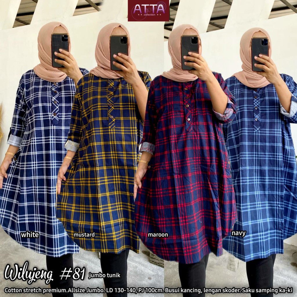 WILUJENG TUNIK JUMBO XXXL BY ATTA / TUNIK COTTON SUPER JUMBO LD 140 / ATASAN BAJU JUMBO