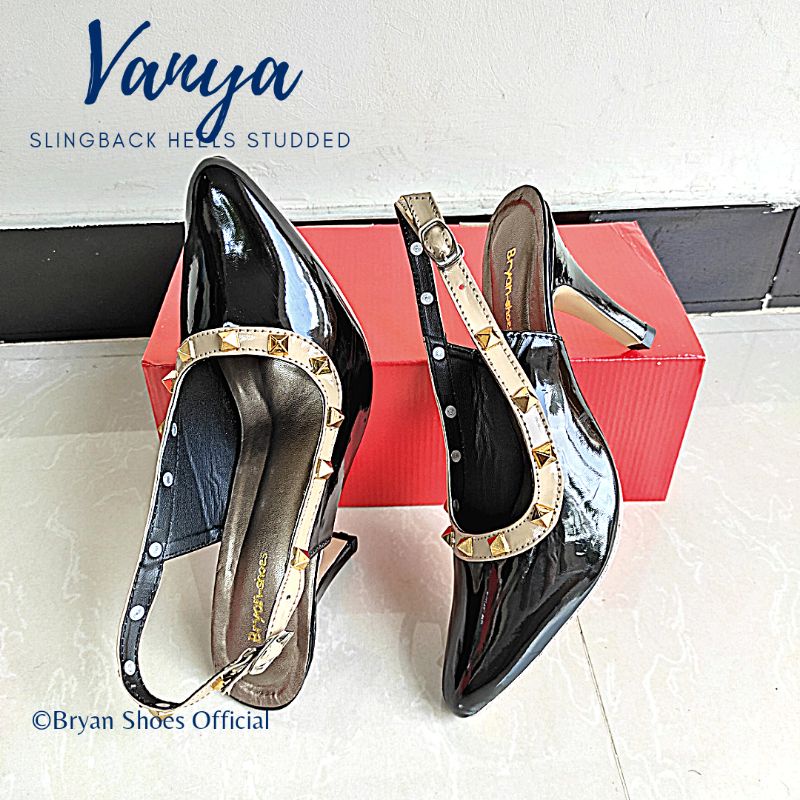 Bryan Vanya Heels Tali Slingback Pesta Rockstude 5cm 9cm Mules Jumbo Bigsize Oversize 36-40 41 42 43