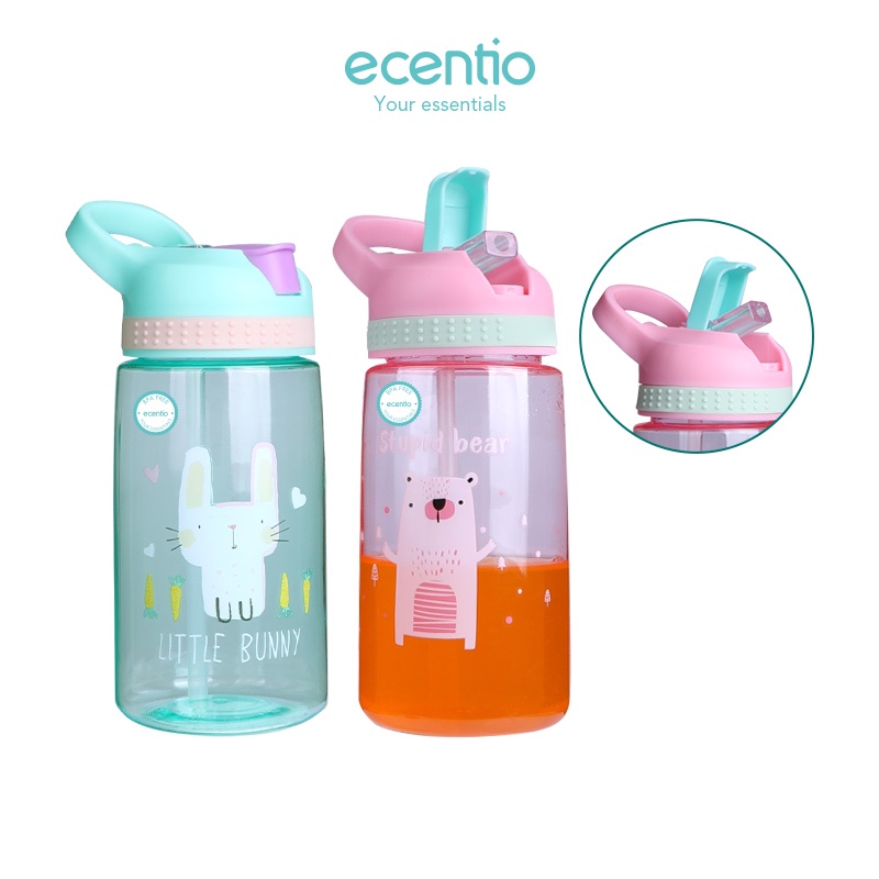 ECENTIO anak-anak botol minum anak-anak Kartun Hewan Sippy Cup Penutup peluru portabel botol