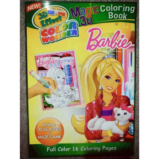 Download Barbie Magic 3d Coloring Book Free 3d Glasses Shopee Indonesia