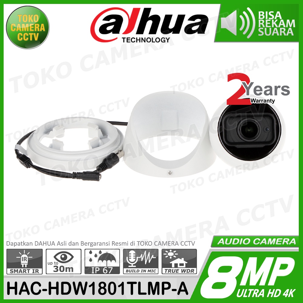 KAMERA CCTV INDOOR 8MP DAHUA HAC-HDW1801TLMP-A 4K AUDIO HDCVI CAMERA